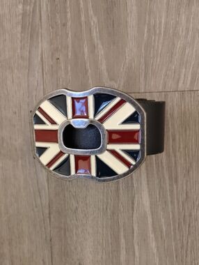 River Island VintageMen's Belt with Union Jack Enamel Buckle - Red, White & Blue